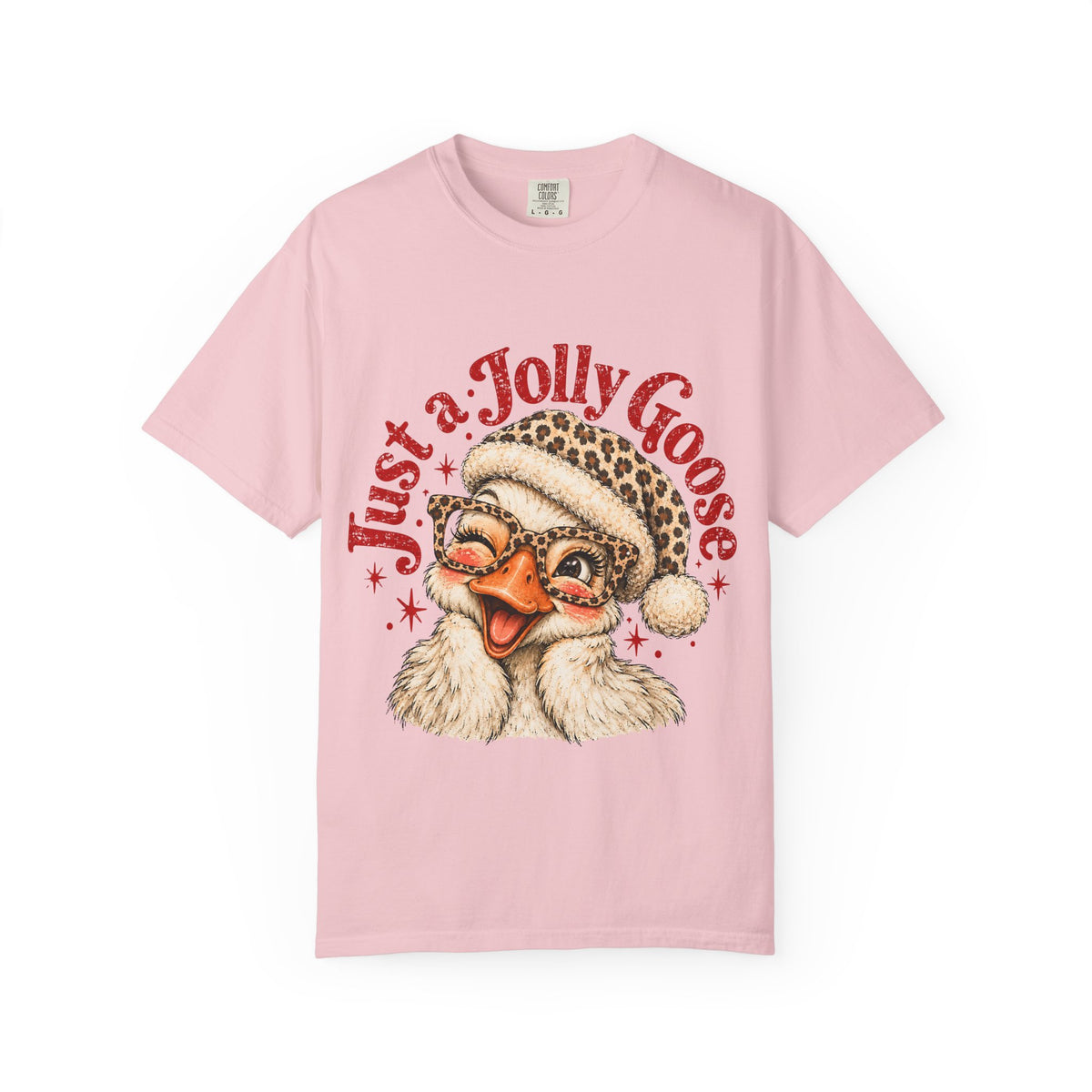Jolly Goose Christmas Shirt, Funny Christmas Goose Tee, Leopard Santa Goose Shirt, Goose Lover Gift, Retro Holiday T-Shirt