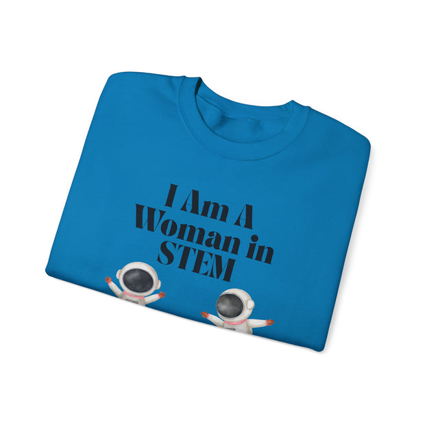 "I Am A Woman in STEM" Astronaut Unisex Crewneck Sweatshirt