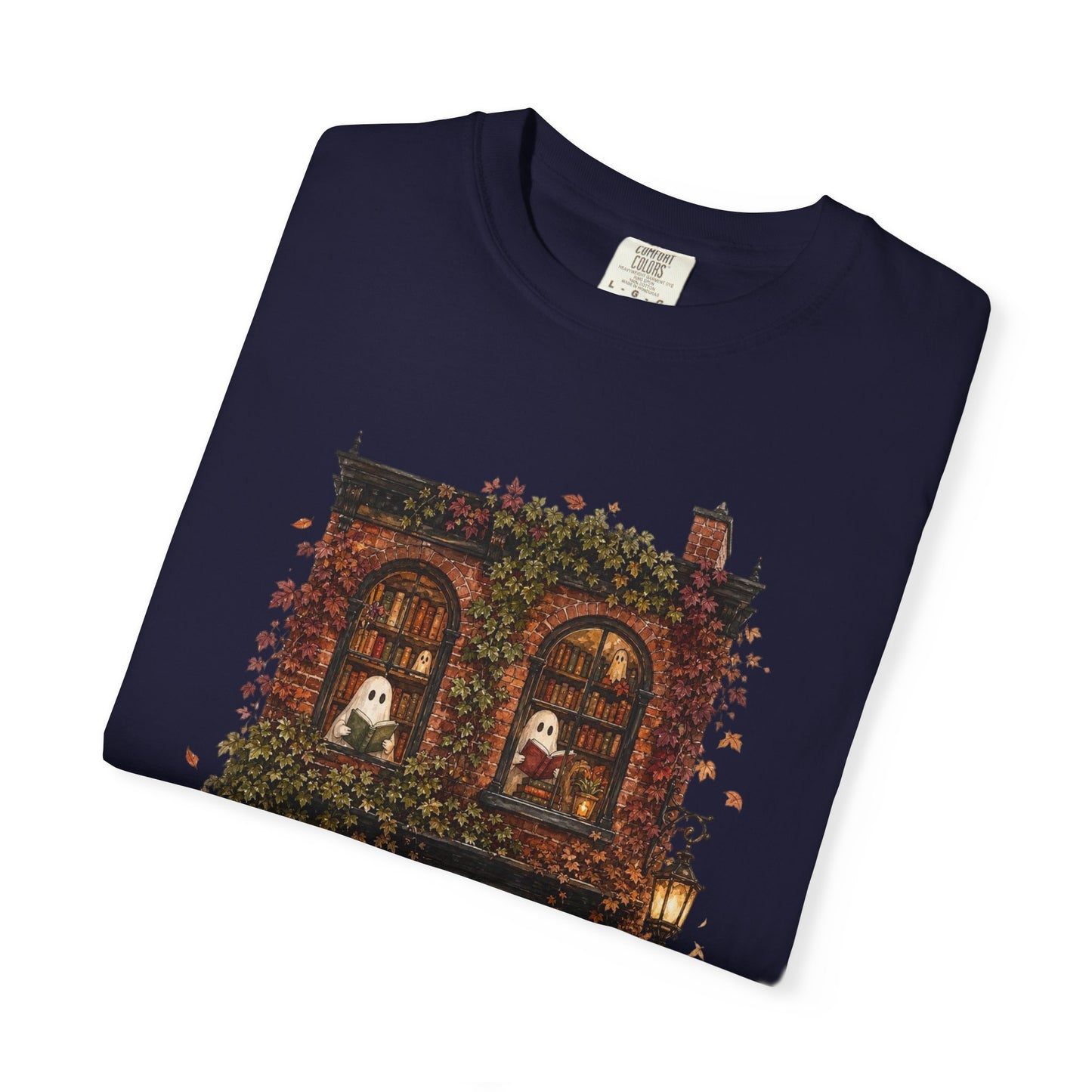 Haunted Bookstore T-Shirt, Cozy Book Lover Halloween Shirt, Ghost Library Tee, Dark Academia Fall Graphic, Spooky Reader Gift