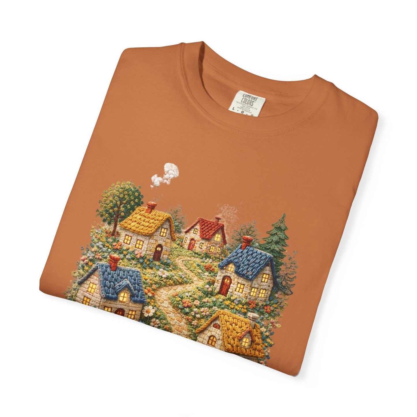 Cottage Garden Path T-shirt | Floral Village Illustration