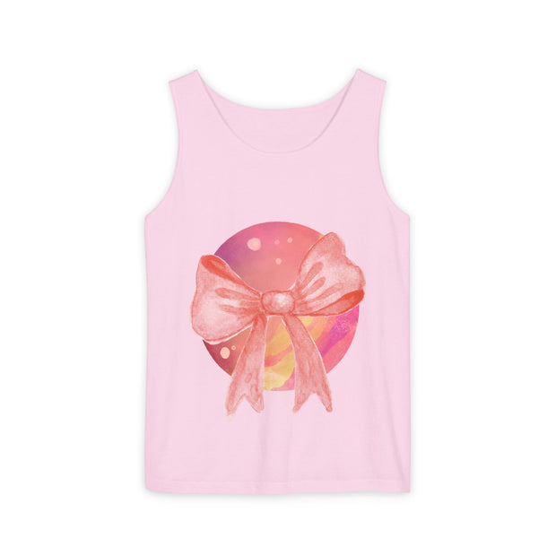 Pink/Yellow Planet Wrapped In Bow Unisex Tank Top