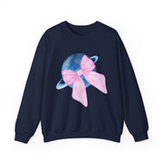 Blue Saturn Wrapped In A Pink Bow Unisex Crewneck Sweatshirt