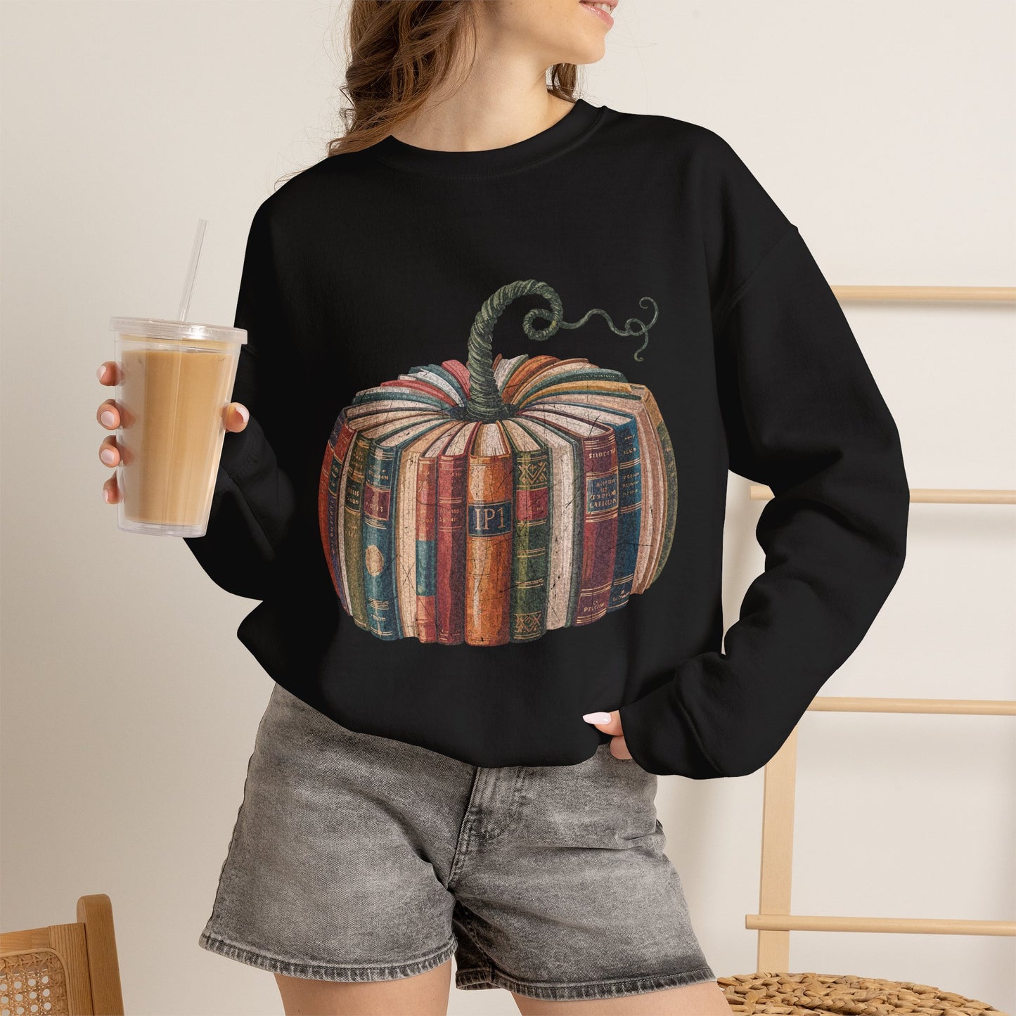 Patchwork Pumpkin Crewneck Sweatshirt | Fall Plaid Pumpkin Shirt