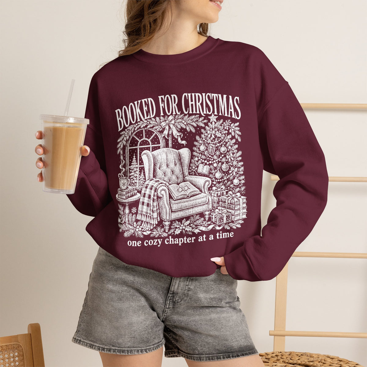Booked for Christmas Sweatshirt, Book Lover Christmas Crewneck, Cozy Reader Sweater, Bookish Holiday Shirt, BookTok Christmas Gift