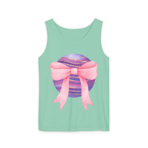 Pink/Purple Planet Wrapped In Bow Unisex Tank Top