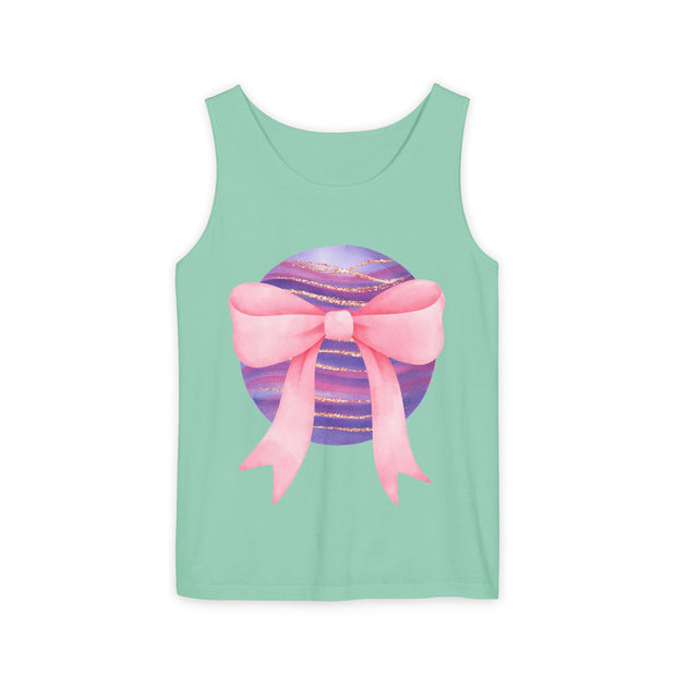 Pink/Purple Planet Wrapped In Bow Unisex Tank Top