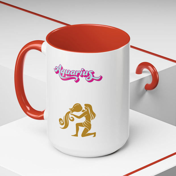 'Aquarius' Zodiac Accent Coffee Mug