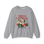 Cozy Christmas Crewneck Sweatshirt - Santa's Livestream Fun, Unisex Holiday Pullover, Gift for Gamers, Xmas Comfort Wear, Festive Sweatshirt