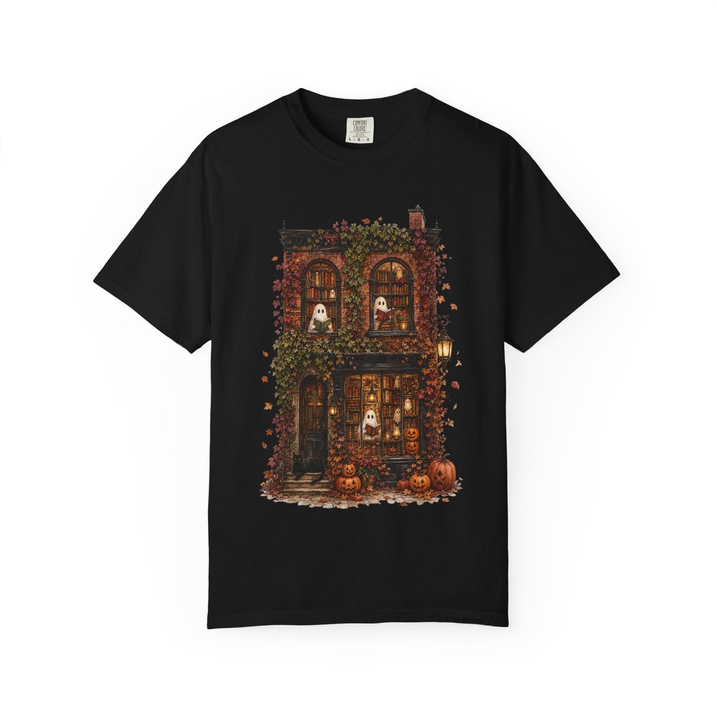 Haunted Bookstore T-Shirt, Cozy Book Lover Halloween Shirt, Ghost Library Tee, Dark Academia Fall Graphic, Spooky Reader Gift