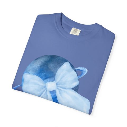 Blue Saturn Wrapped In Blue Bow Unisex T-Shirt