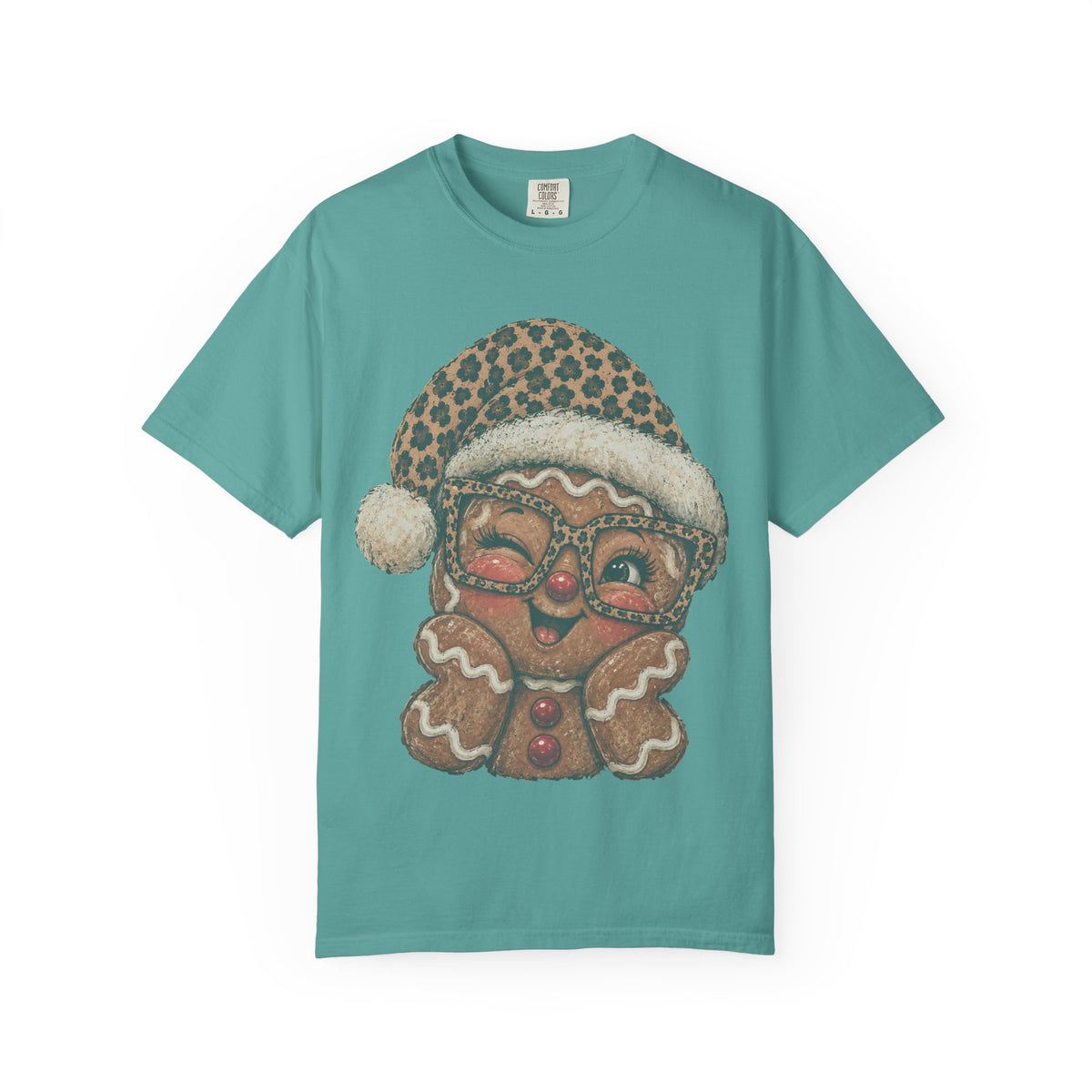 Gingerbread Christmas Shirt, Leopard Gingerbread Tee, Cute Christmas T-Shirt, Retro Holiday Shirt, Gingerbread Lover Gift for Her