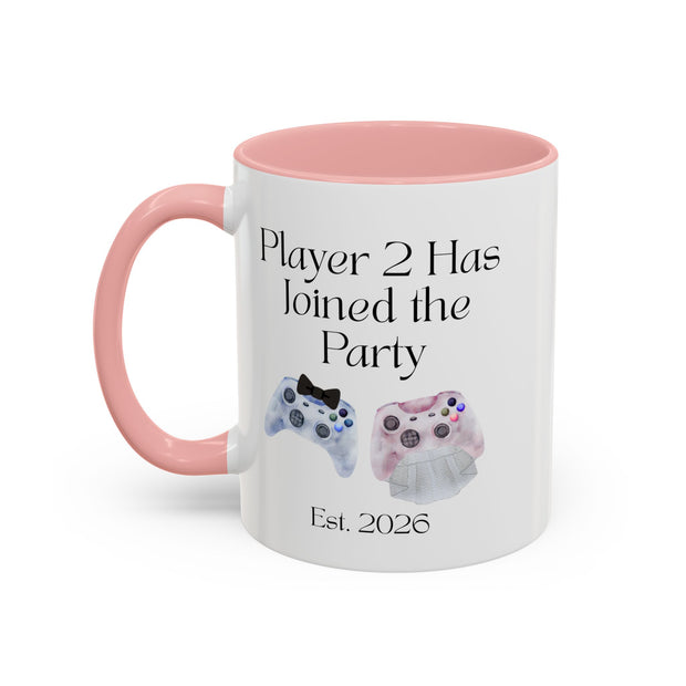 'Player 2 Has Joined The Party' 'Est. 2026' Accent Coffee Mug