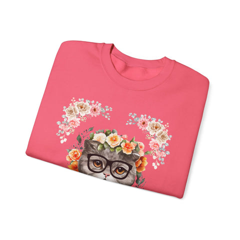 Geek Goddess Gray Cat Unisex Crewneck Sweatshirt