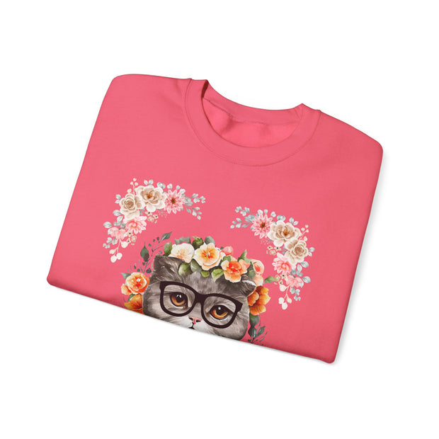 Geek Goddess Gray Cat Unisex Crewneck Sweatshirt