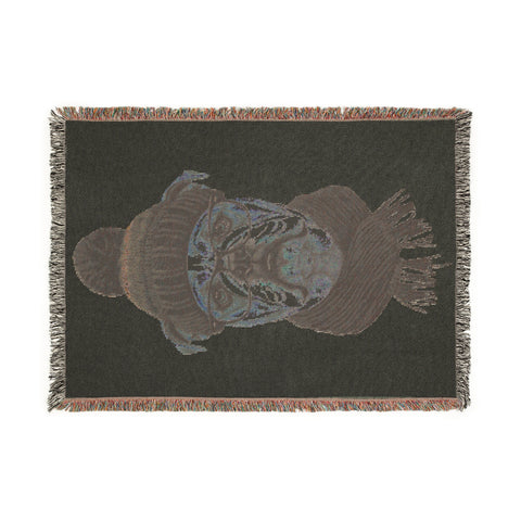 Bulldog in Beanie Woven Blanket | Cozy Dog Portrait Throw