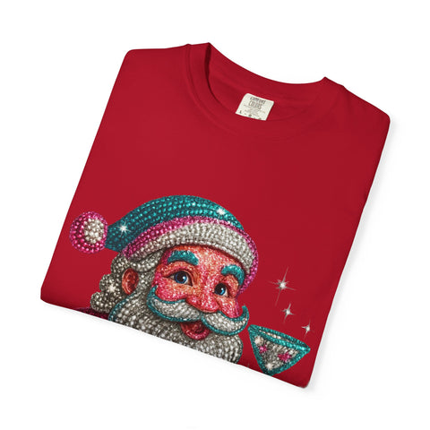 Santa Holding Martini T-Shirt | Vintage Retro Holiday Illustration