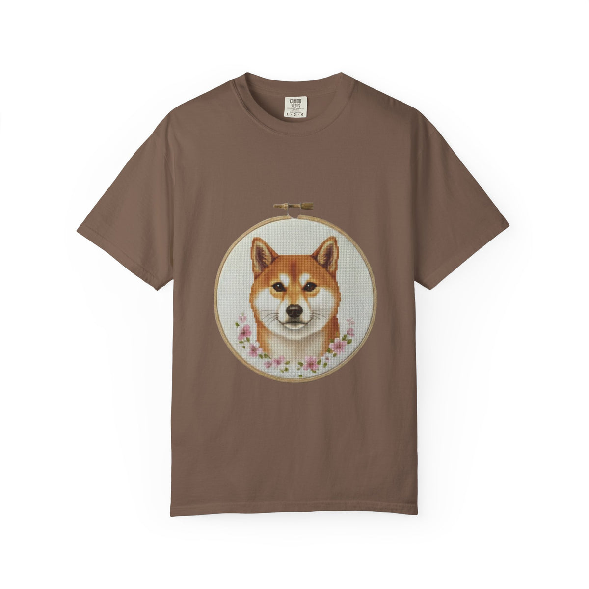 Shiba Inu Sweatshirt, Shiba Mom Gift, Vintage Cross Stitch Dog, Embroidered Floral Crewneck