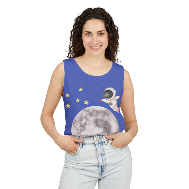 Astronaut Flying To The Moon Unisex Tank Top