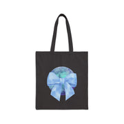 Blue/Green Planet Wrapped In A Bow Cotton Canvas Tote Bag