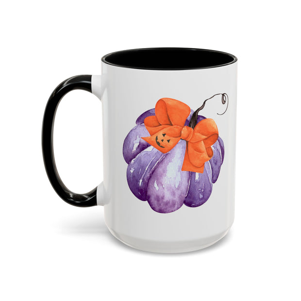Purple Pumpkin Wrapped In A Bow Accent Coffee Mug