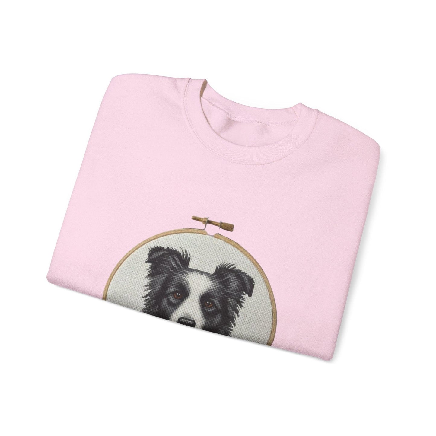 Border Collie Portrait Crewneck Sweatshirt | Embroidery Hoop Dog Design
