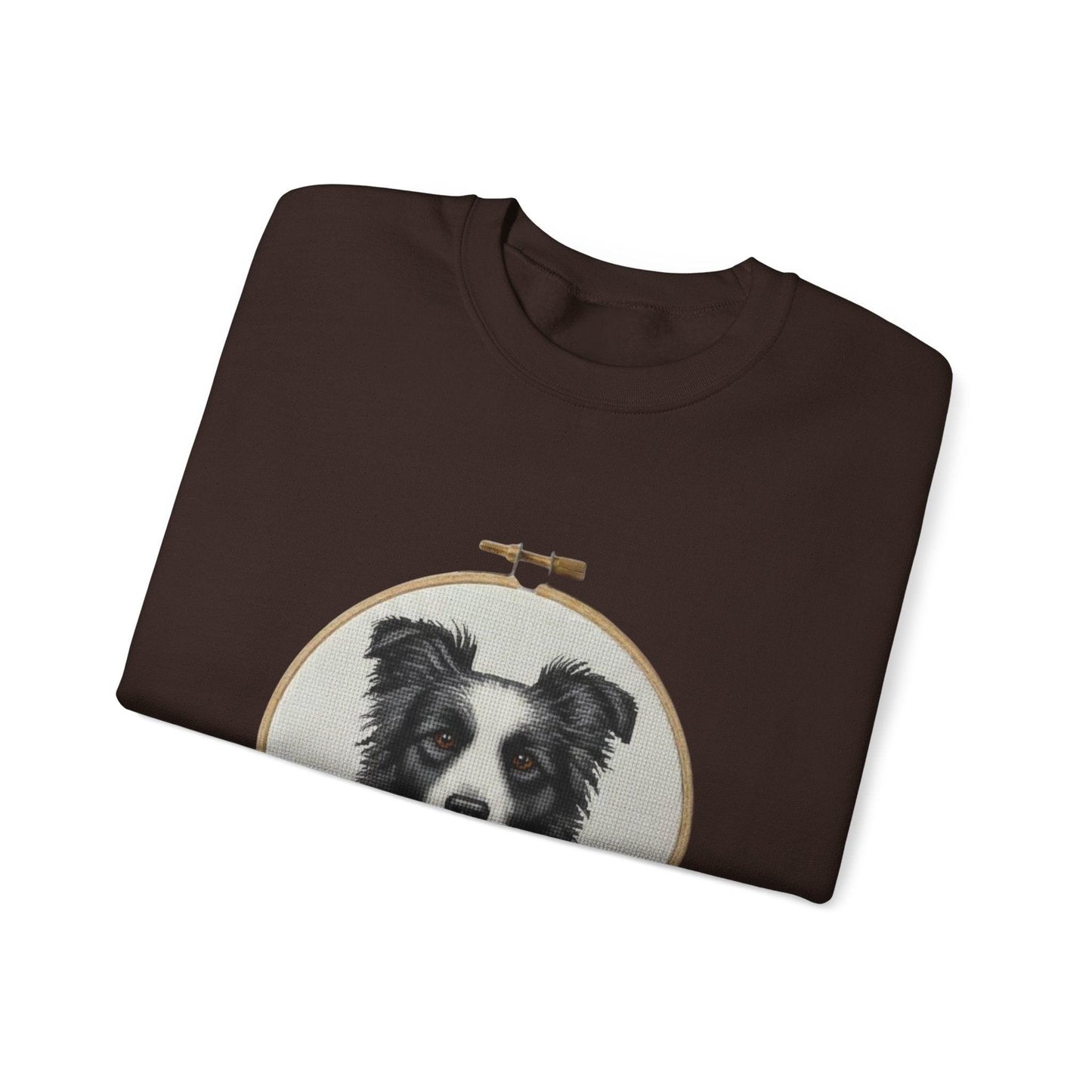Border Collie Portrait Crewneck Sweatshirt | Embroidery Hoop Dog Design