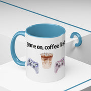 'Game On, Coffee First' Accent Coffee Mug