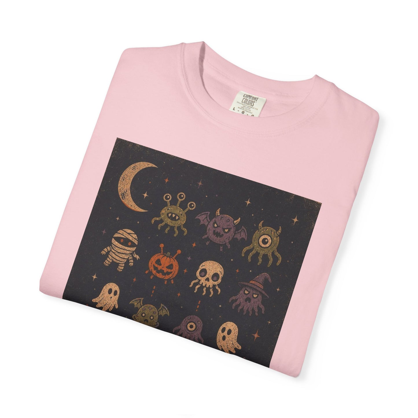 Cute Halloween Witch and Ghosts T-Shirt | Pumpkin Moon Spooky Illustration