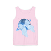 Blue Saturn Wrapped In Blue Bow Unisex Tank Top