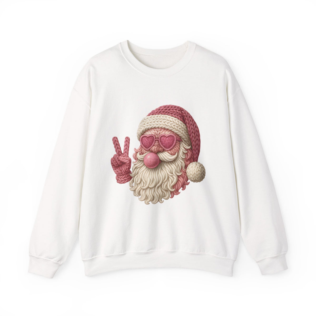 Pink Sunglasses Peace Sign Santa Sweatshirt | Retro Holiday Cozy
