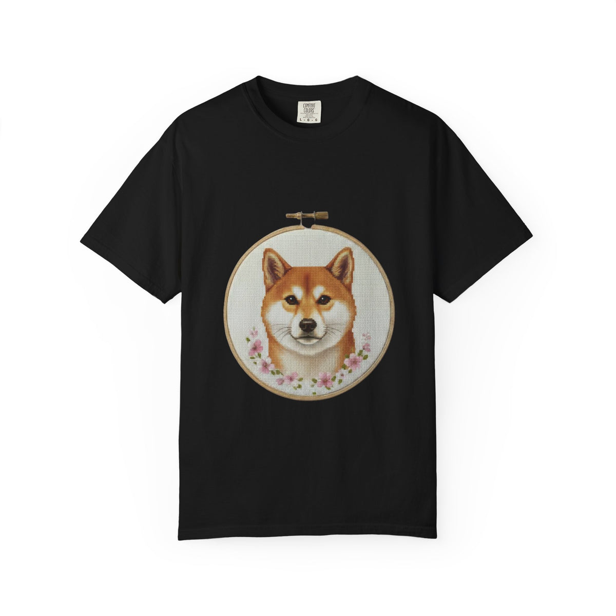 Shiba Inu Sweatshirt, Shiba Mom Gift, Vintage Cross Stitch Dog, Embroidered Floral Crewneck