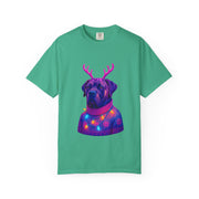 Neon English Mastiff Dog with Antlers T-Shirt | Christmas Sweater Lights Design