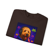 Gaming Golden Doodle Illustration Crewneck Sweatshirt | Retro Arcade Gamer