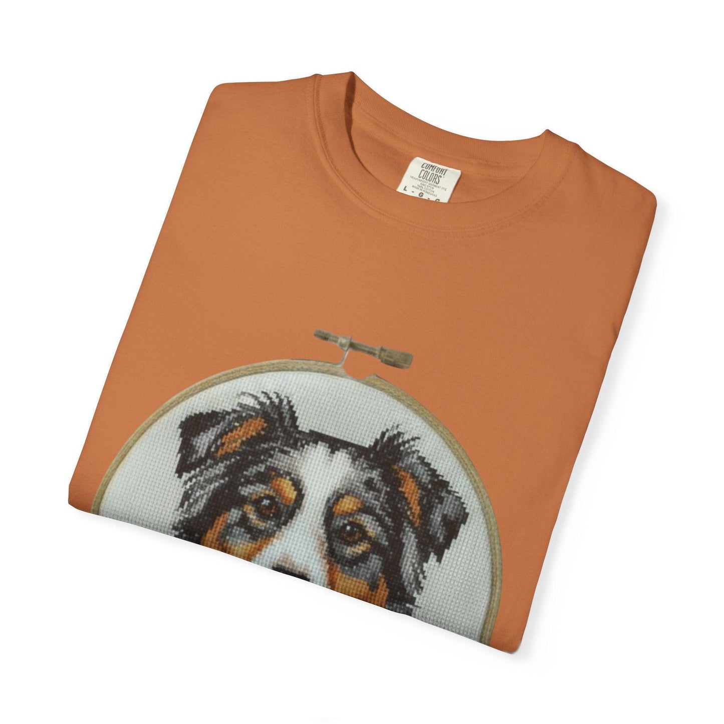 Australian Shepherd Portrait T-shirt | Embroidery Hoop Floral Design