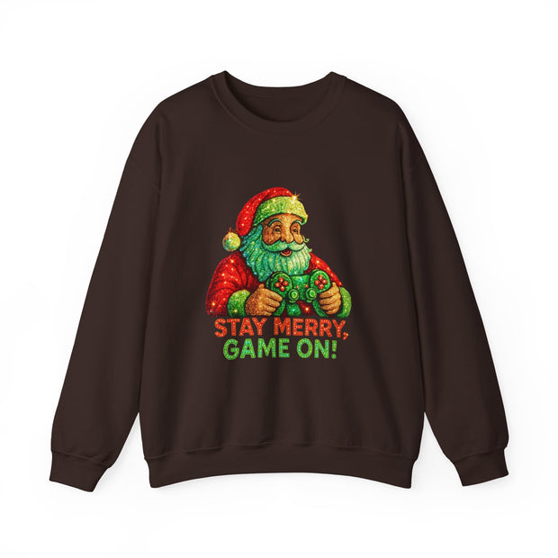 Santa with Game Controller Sweatshirt | Stay Merry Game On Christmas