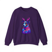 Neon Jack Russell in Reindeer Antlers Sweatshirt | Holiday Pet Portrait