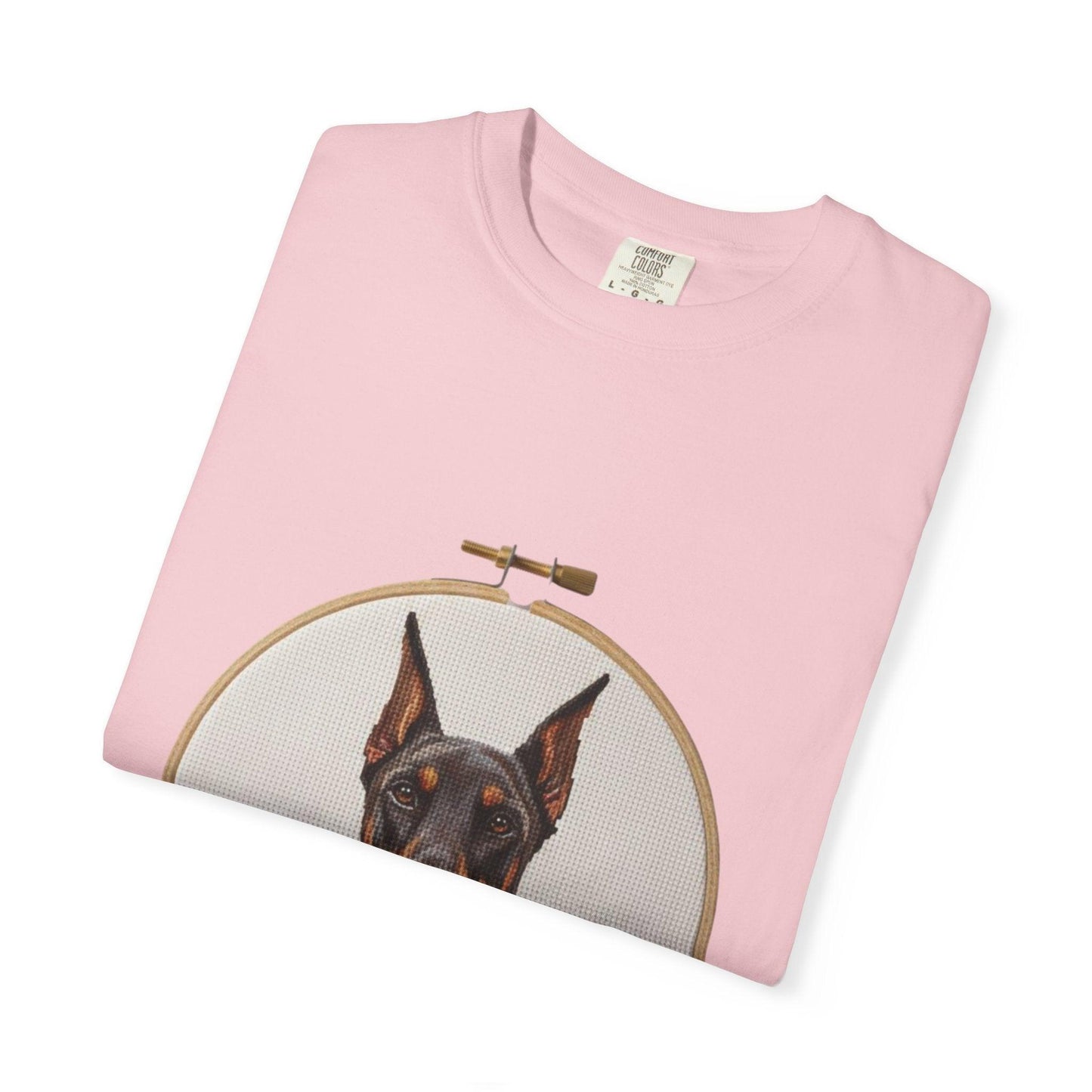 Doberman Portrait T-shirt | Embroidery Hoop Dog Illustration