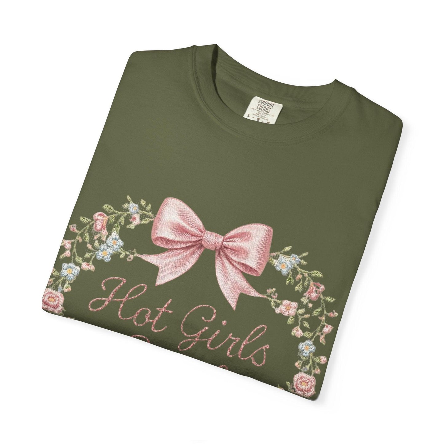 Floral Heart Wreath with Bow T-Shirt | Hot Girls Stitch