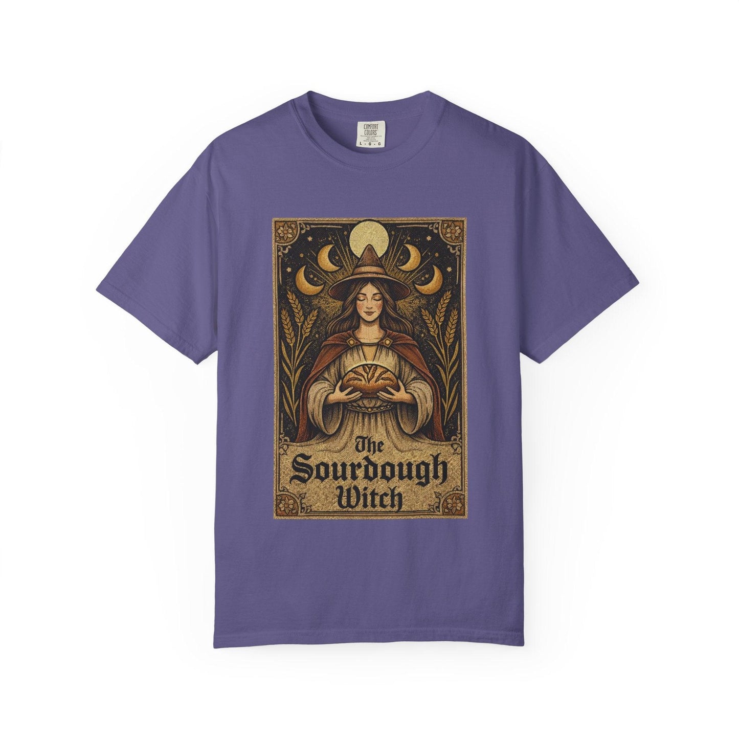 Sourdough Witch T-Shirt | Vintage Witch Art, Moon Phases, Baking Theme