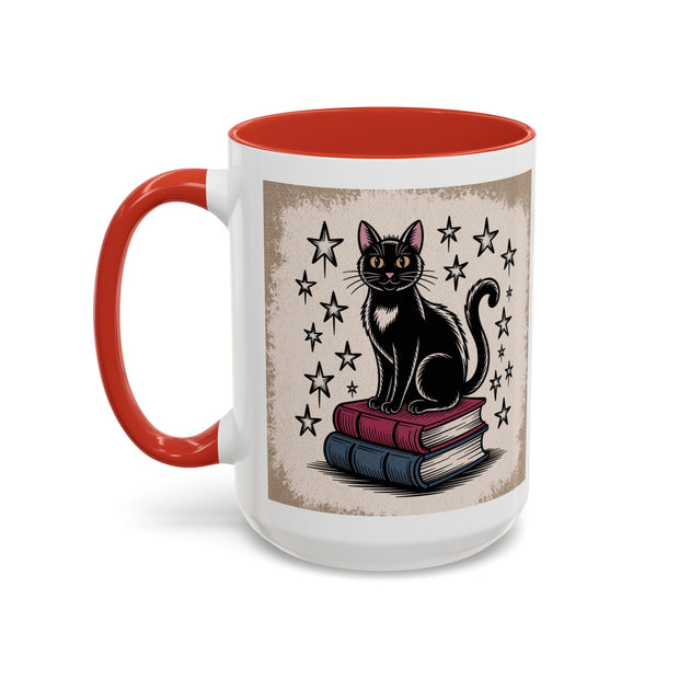 Cat and Book Lover's Accent Coffee Mug