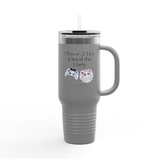 'Player 2 Has Joined The Party' 'Est. 2025' Insulated Travel Mug, 40oz