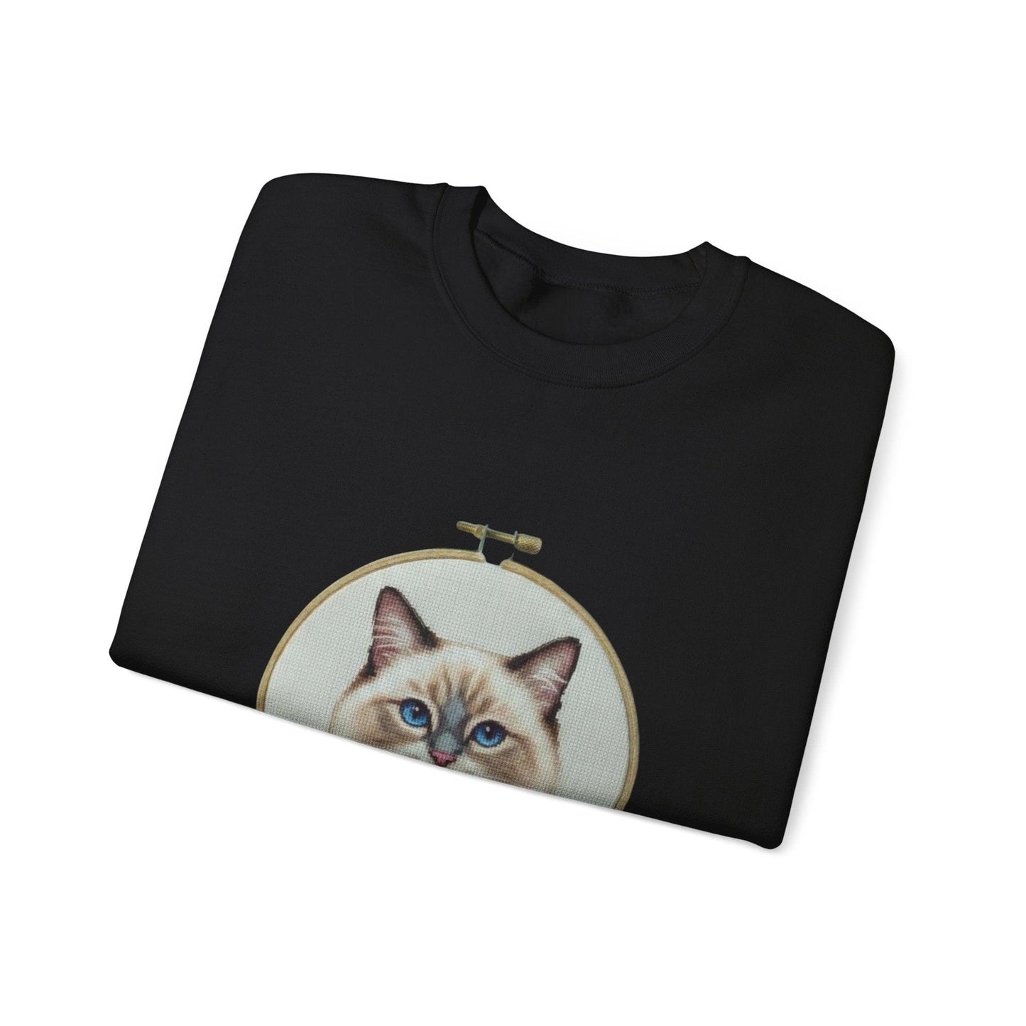 Ragdoll Cat Portrait Sweatshirt | Embroidery Hoop Floral Frame