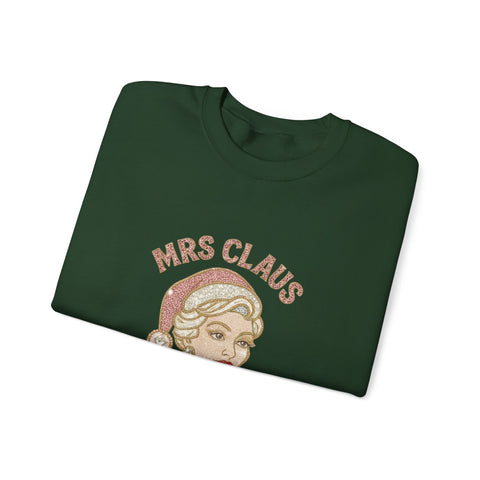 Mrs Claus Glam Squad Sweatshirt | Retro Mrs. Claus Illustration, Christmas Holiday Crewneck