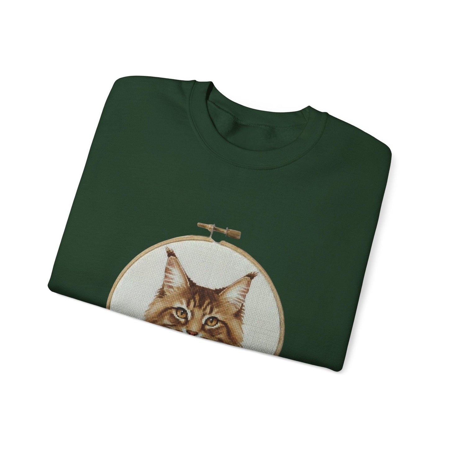 Embroidered Maine Coon Cat Portrait Sweatshirt | Floral Hoop Art