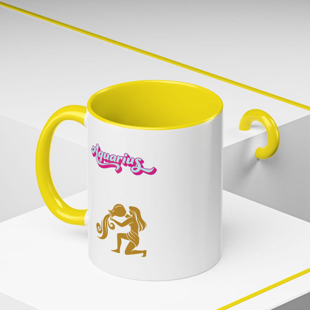 'Aquarius' Zodiac Accent Coffee Mug
