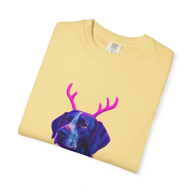 Neon Reindeer German Shorthaired Pointer T-Shirt | Festive Sweater Pup Holiday Tee
