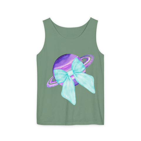 Purple Saturn Wrapped In Bow Unisex Tank Top