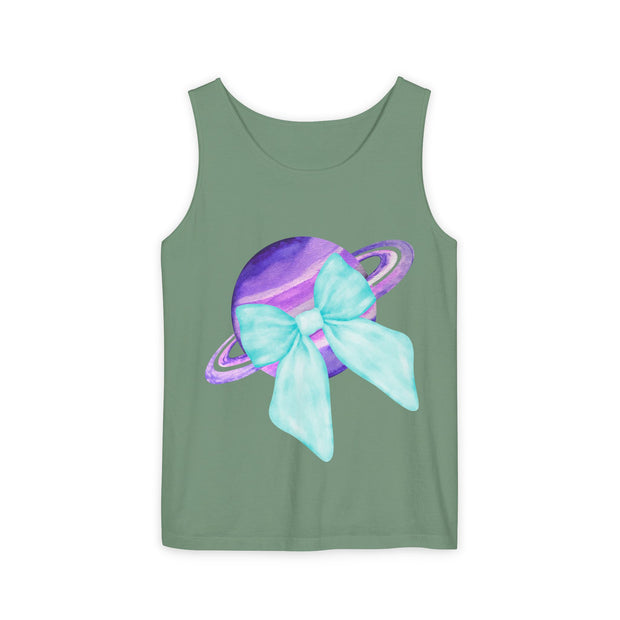 Purple Saturn Wrapped In Bow Unisex Tank Top