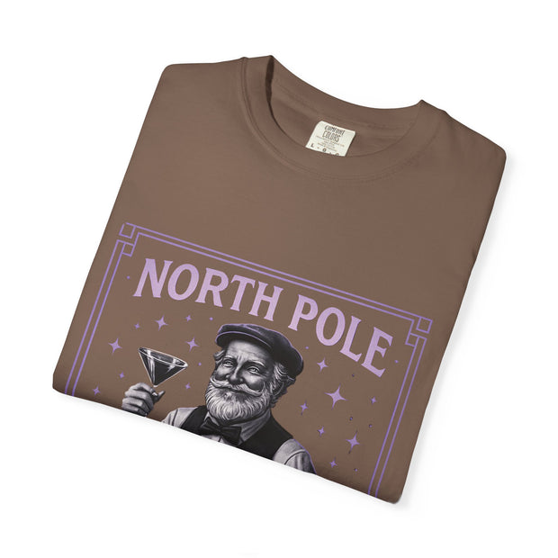 North Pole Speakeasy T-Shirt, Holiday T-Shirt, Unisex Christmas Tee, Vintage Style Tee, Fun Santa Shirt, Festive Gift Idea