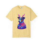 Jack Russell in Reindeer Sweater T-shirt | Neon Holiday Dog Design